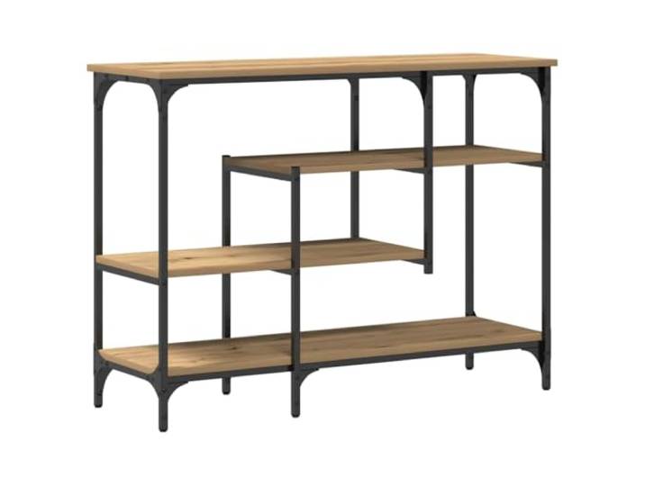 KGHFDVB Beistelltisch 100 x 35 x 75 cm aus Schichtholz und Metall mit Stahl Schichtholz und Stahlgestell, verstellbare Stellfüße, offene Regalböden, für Wohnzimmer und Flur, nur Innenbereich