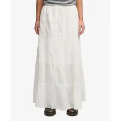 Superdry für Damen. W7210412A Tiered Maxi Rock gebrochenes Weiß (XS), Lässig, Baumwolle