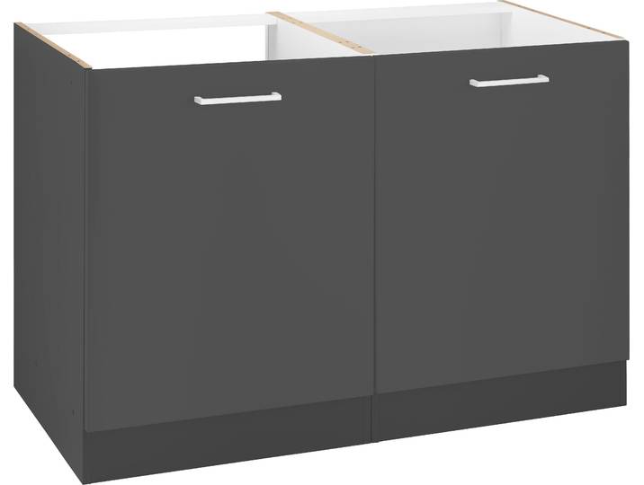 Spülenschrank KOCHSTATION KS-Kehl , grau, B:120cm H:82cm T:60cm, MDF, Schränke, Spülenschrank, ohne Arbeitsplatte