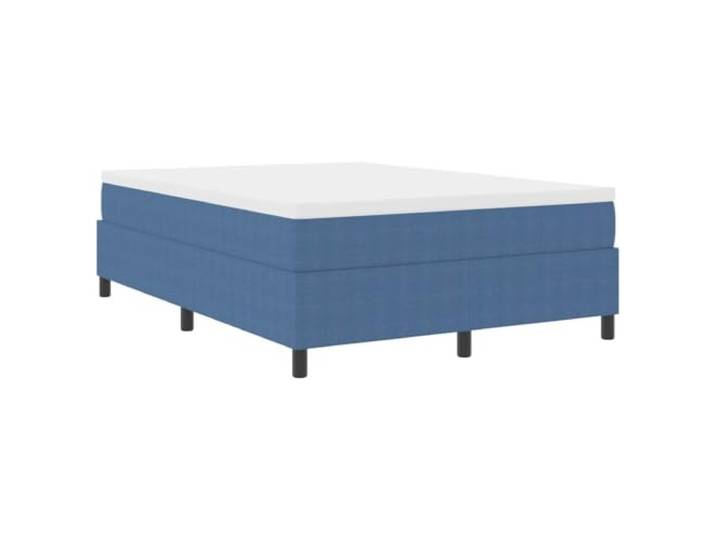 Boxspringbett blau und weiß 140 x 200 cm Cords Stoff mit Matratze Stoff aus Seilen, technisches Holz, feste Latten, Taschenfedern, mittlere Festigkeit, Schaumstoff, 280 kg