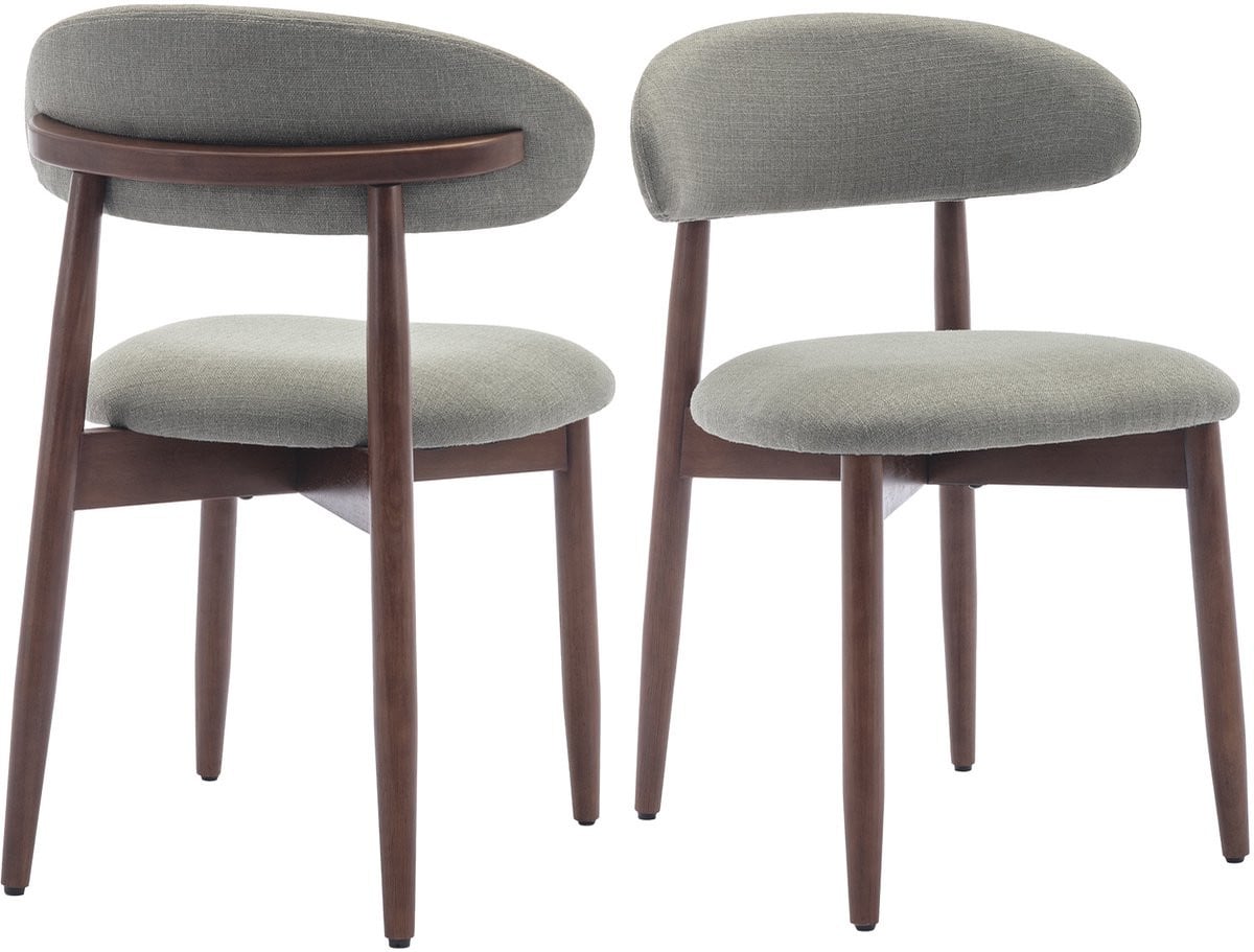 COLAMY Set van 2 Houten Eetkamerstoelen - Moderne Stoffen Keukenstoelen - Groen