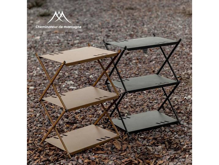 MOUNTAINHIKER support à trois niveaux étagère de rangement extérieure étagère pliante Portable Camping pique-nique barbecue support de rangement jardin Table pliable