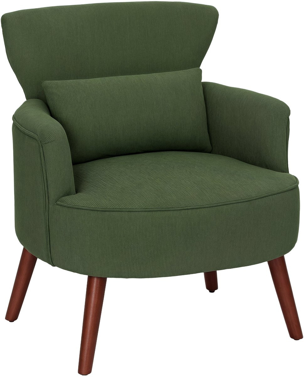 Moderne groene fauteuil - Gestoffeerde tub accentstoel met lendensteun