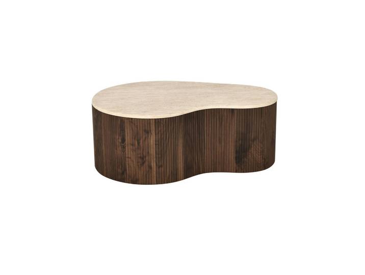 Mid.you Couchtisch, Walnuss, Travertinoptik, Freiform, 60x34x90 cm, Wohnzimmer, Wohnzimmertische, Couchtische
