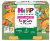 Hipp Riz au Curry et Potiron Pots 2 X 190 g Dès 6 Mois - Carton 2 pots de 190 g
