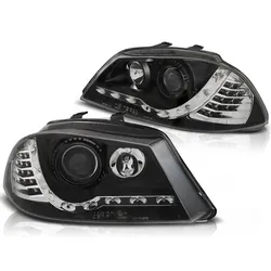 Scheinwerfer LED Tagfahrlicht Optik passend für Seat Ibiza 6L 02-09 Schwarz LED Blinker