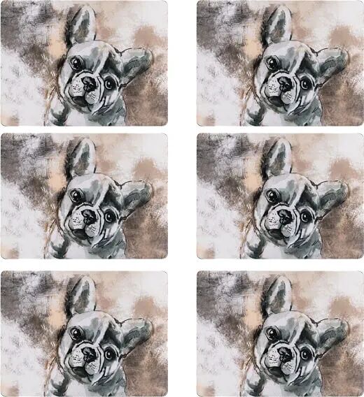 Denby Set Of 6 French Bull Dog Placemats