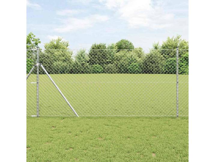 vidaXL Maschendrahtzaun 10 x 1 m Verzinkter Stahl Silber