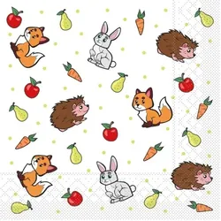 Mank Serviette Tissue Polly, 33 x 33 cm, 100 Stück - Hase Fuchs Igel