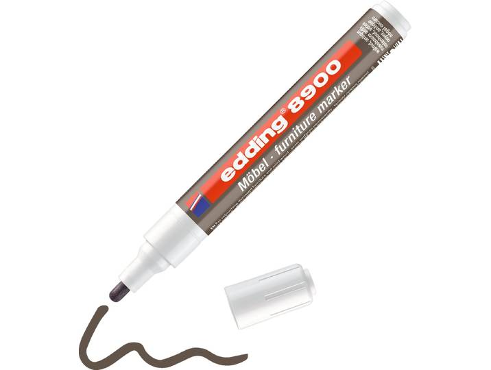 edding 8900 meubelstift voor reparatie van meubels - kleur: notenhout antiek - 1\,5-2mm - de meubelmarker laat krassen en kleine beschadigingen verdwijnen