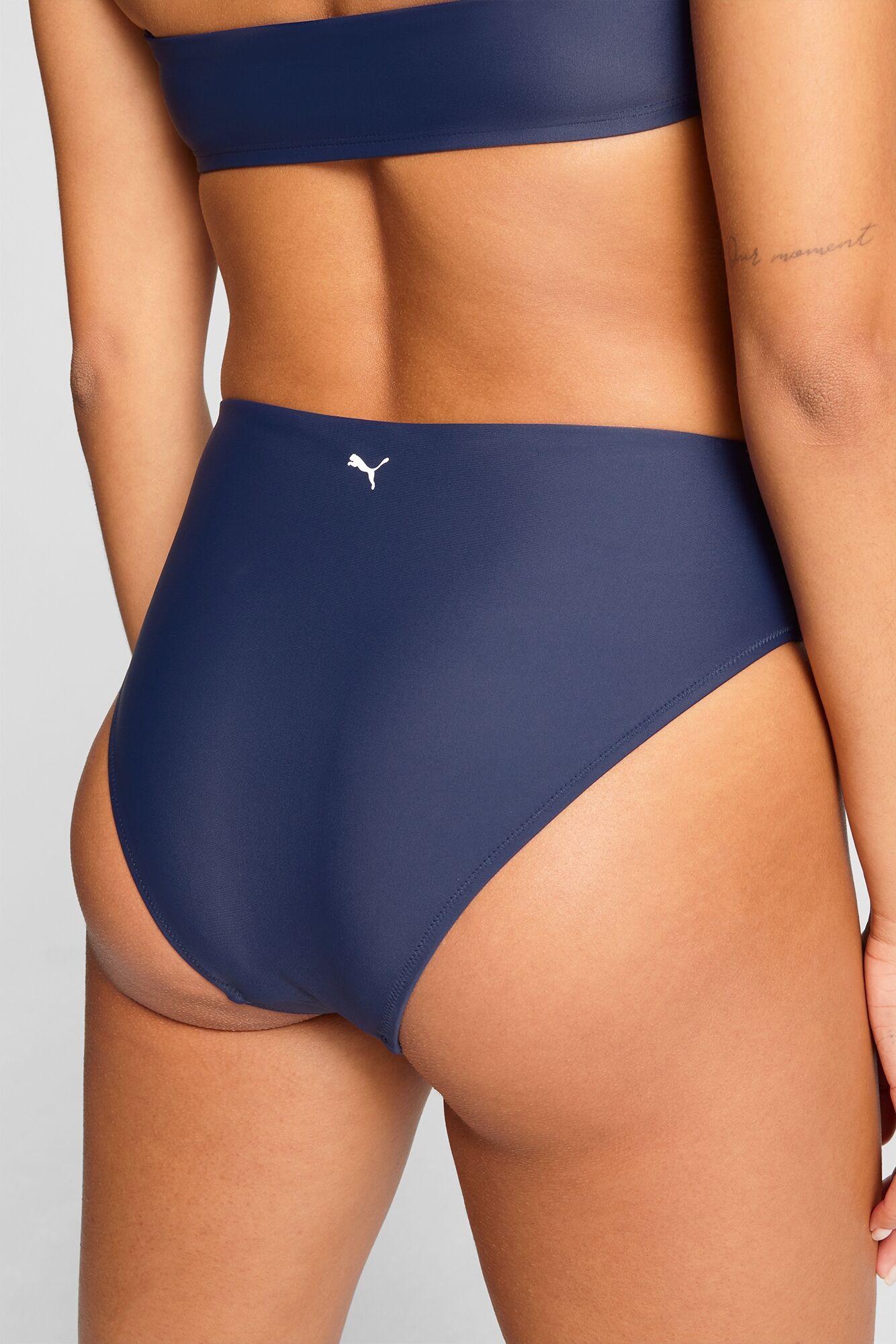 Highwaist-Bikini-Hose PUMA "PUMA SWIM WOMEN HIGH WAIST BRIEFS", Damen, Gr. S, N-Gr, blau (navy), Obermaterial: 80% Polyamid, 20% Elasthan, Badehosen Highwaist-Bikini-Hose, mit hohem Beinausschnitt, elastisch navy S, N-Gr