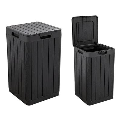 Gartenabfalleimer 80 Liter Schwarz 38 x 38 x H65 cm Druckdeckel TOOMAX