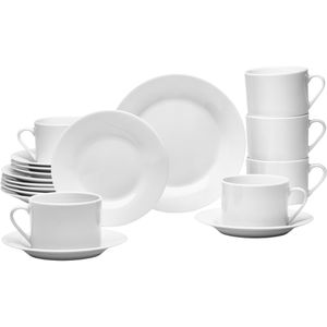 Van-Well Kaffeeservice Berlin, für 6 Personen, weiß, rund, 18-teilig