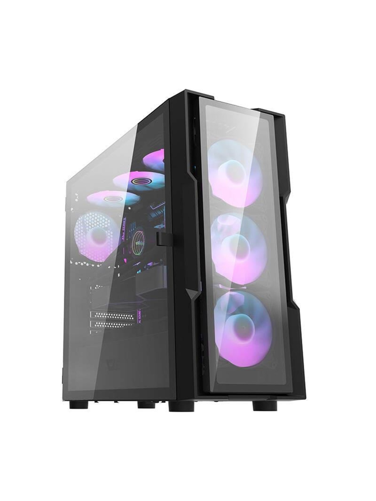 Darkflash DK431 Glass computer case (black) + 4 RGB fans - Gehäuse - Miditower - Schwarz