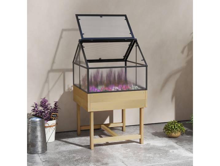 Outsunny Mini Serre Bois Sapin 60x57cm Polycarbonate