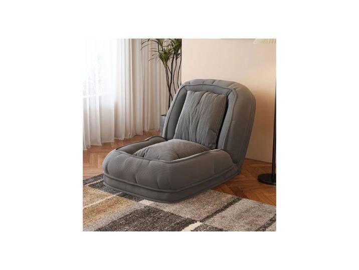 Canapé-lit ergonomique pliable 5 réglages (90°-180°) 2 coussins multifonction gain de place salon/chambre/lecture (Gris)