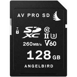 Angelbird AV PRO V60 (128 GB, SDXC, U3, UHS-II), Speicherkarte, Schwarz