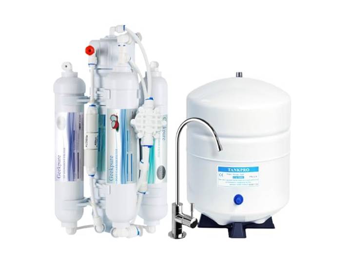 Geekpure 4-stufiges Umkehrosmose Trinkwasserfiltersystem-100GPD Tragbarer Untertisch-Wasserfilter mit Schnellwechsel‑Filtern