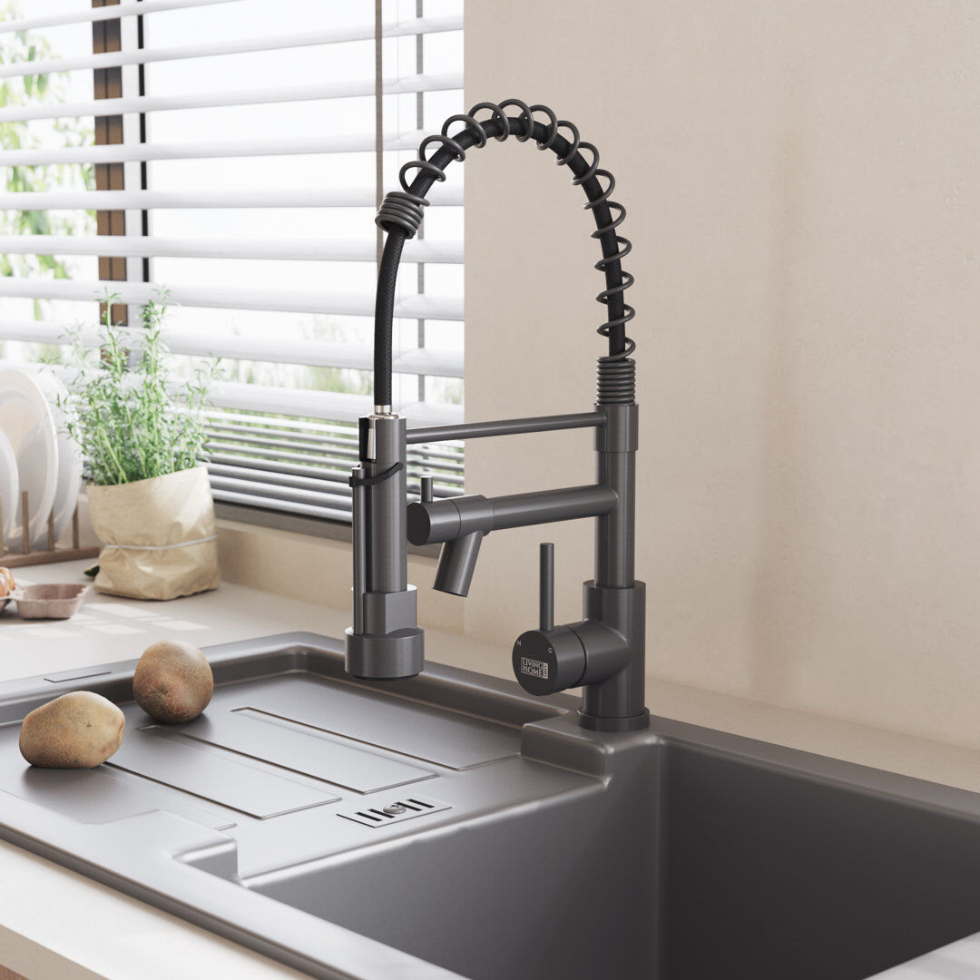Belfry Kitchen Lippencott Pull Down Kitchen Faucet Grey