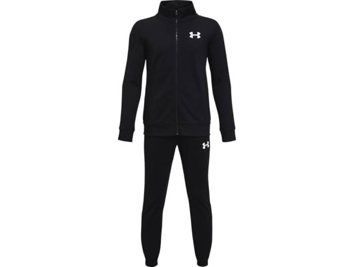 Under Armour Jungen Knit Track Suit bequemer Jogginganzug vielseitiger Trainingsanzug, Black/White, 60 EU