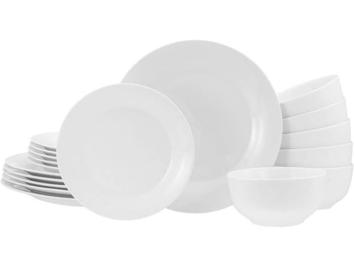 Teller-Set CREATABLE BASE Weiß, Teller Set 18-tlg. , weiß, 18, Porzellan, Geschirr-Sets, Teller-Set, Klassisch, Zeitlos, Der Alleskönner