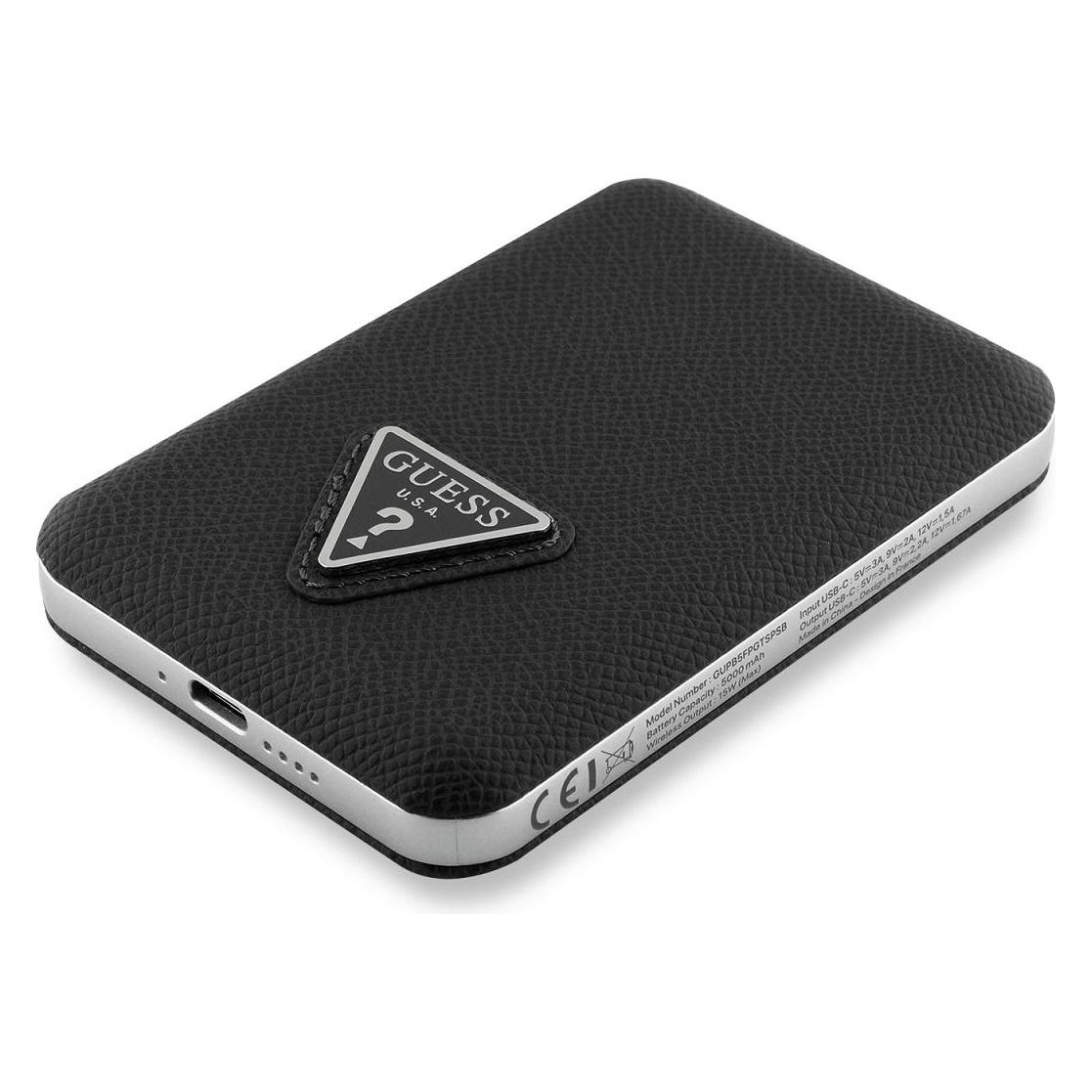 Guess Power bank PU Grained Triangle Logo MagSafe Powerbank 5000mAh Black (5000 mAh, 15 W) (57983122275)
