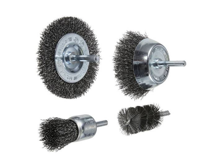 Wolfcraft Stahldrahtbürsten-Set 4 Stück