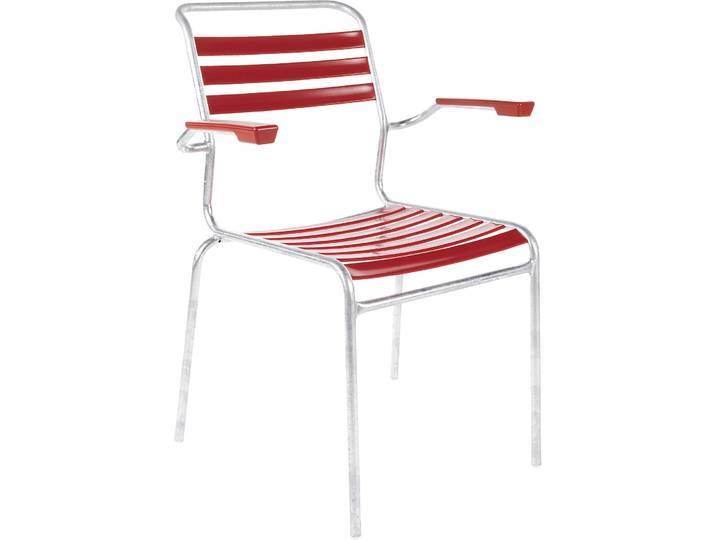 Schaffner Stilvoller Gartenstuhl Säntis Stahl verzinkt, Kunststoff rot stapelbar - Schweizer Möbelhersteller - Gartenstuhl - Wetterfeste Gartenmöbel &
