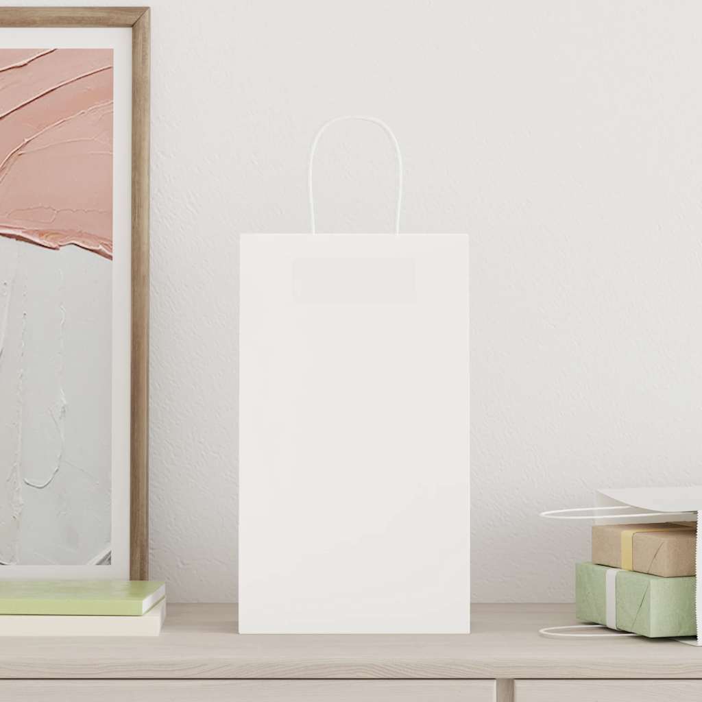 vidaXL Sacs en papier 50 pcs avec poignées blanc 21x11x36 cm