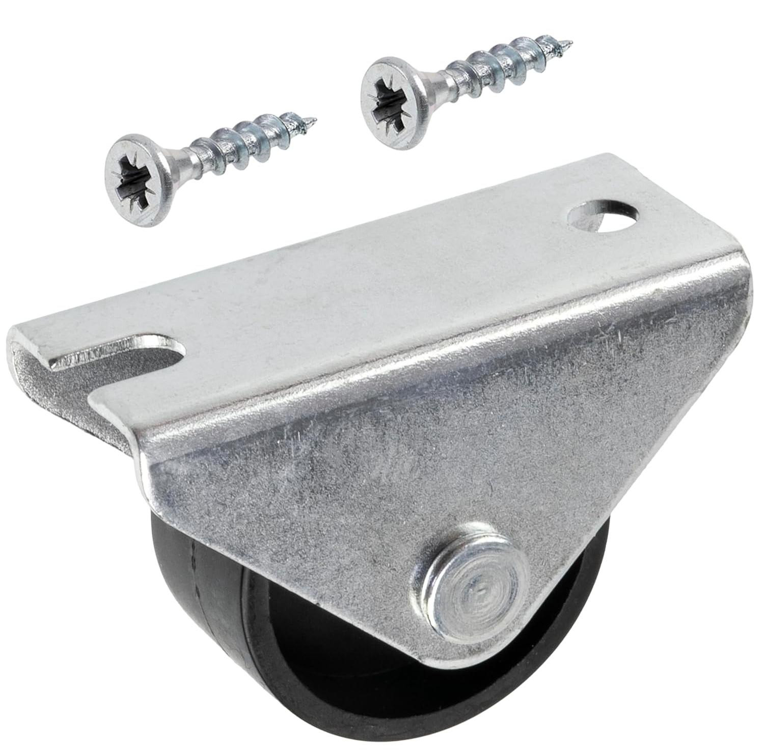 Set van 4 vaste meubelrollen met diameter 25 mm inclusief 10 houtschroeven van 3,5x16 mm voor meubels en decoratie