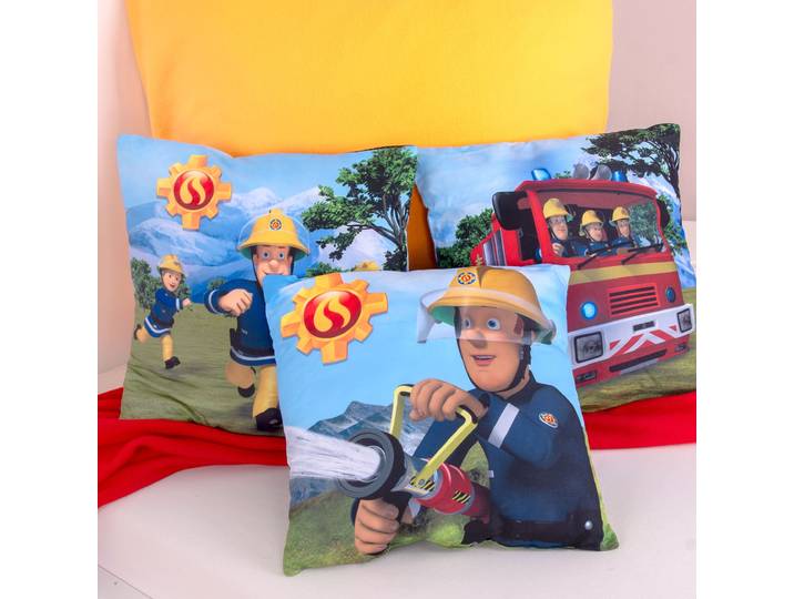 Dekokissen FEUERWEHRMANN SAM Feuerwehrmann Sam , bunt, B:40cm H:2,5cm L:40cm, Polyester, Dekokissen_Sitzkissen_Kissenhüllen, Dekokissen, hochfarbig bedruckt