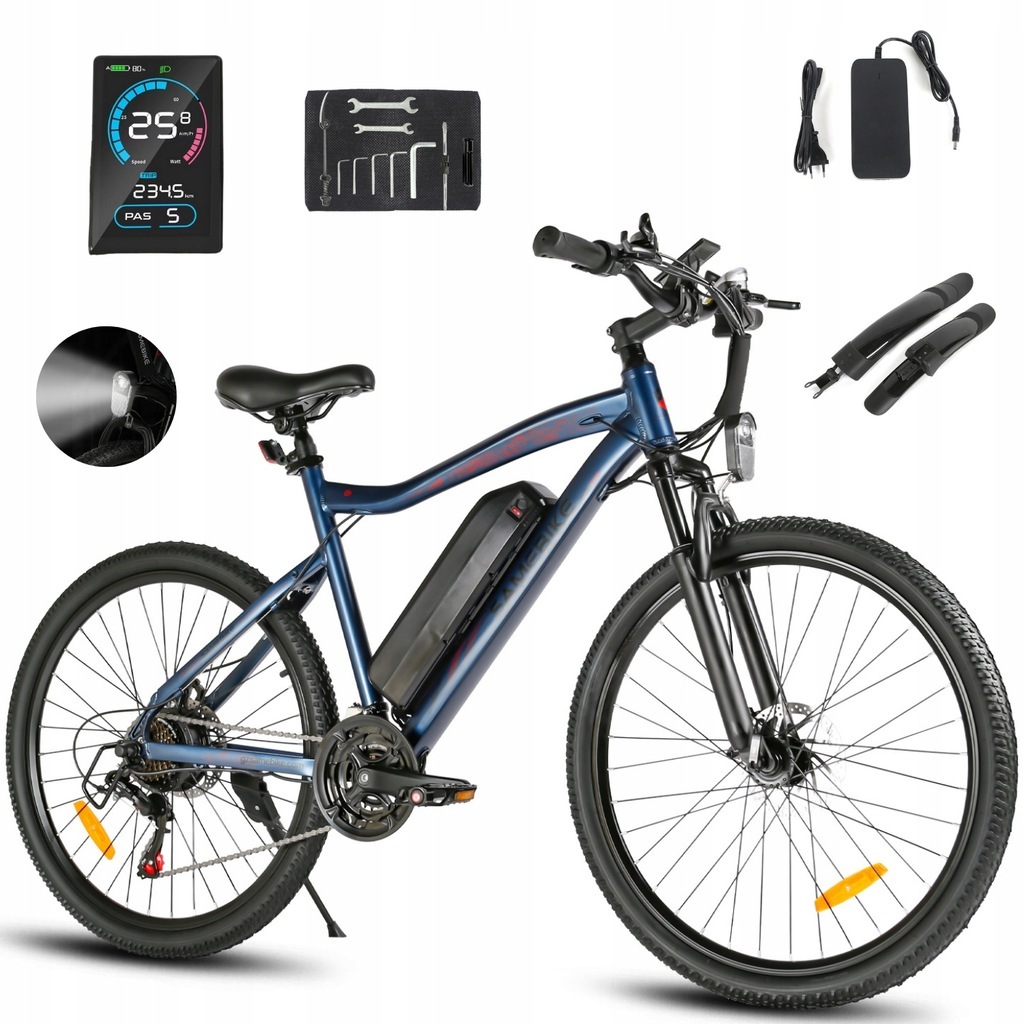 SAMEBIKE SY26-II Klassisches E-Mountainbike E-bike Elektro-Faltrad Trekking e-bike mit SHIMANO 21-Gang (Blau)