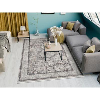 Teppich OCI DIE TEPPICHMARKE "MYSTIC BAZAAR", grau (creme, grau, beige), B:80cm H:7mm L:150cm, Obermaterial: 52% Polyacryl, 48% Modal, Teppiche, Teppich, orient Muster in 3D-Optik, Bordüre, maschinell gewebt, Wohnzimmer