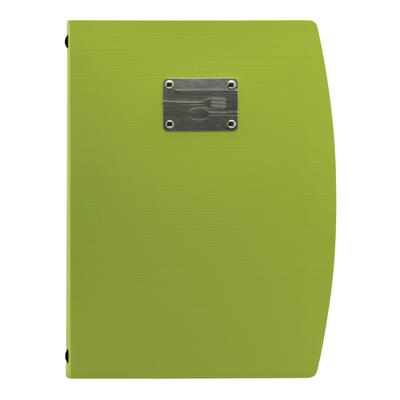 Securit® Speisekartenhülle A4 "Rio" - Grün - Plakette mit Besteck inklusive - 4 Sichtseiten