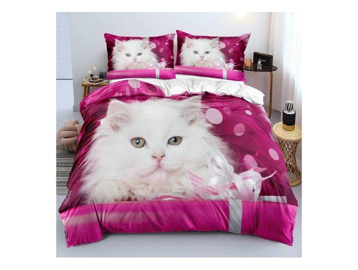 LuxusKollektion Kinderbettwäsche Bettwäsche 200x200cm Katze 3D Flauschig