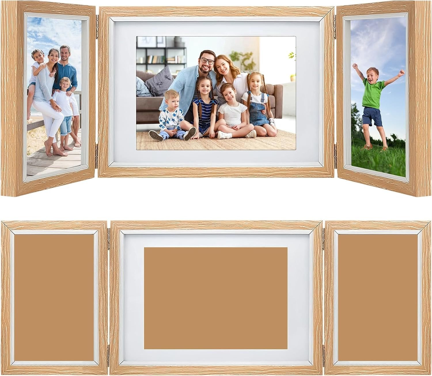 Set van 3 vouwbare houten fotolijsten voor decoratie en cadeau-ideeën