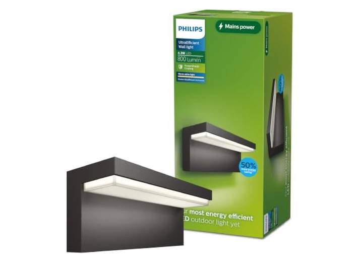 PHILIPS LED Bustan ultra effiziente Außenwandleuchte 3.8W, 2700K warmweißes Licht, Anthrazit, IP44 wetterfest, Einzelpack