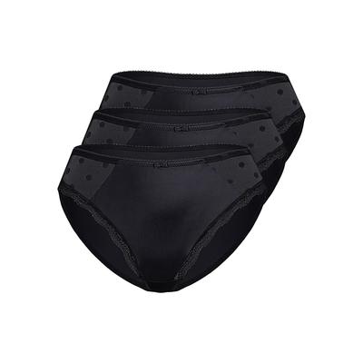 Slip SASSA "3er Pack Slip DOTTED MESH", Damen, Gr. 42, 3 Stk., Mesh, schwarz, Mesh, , figurbetont, Unterhosen Slip