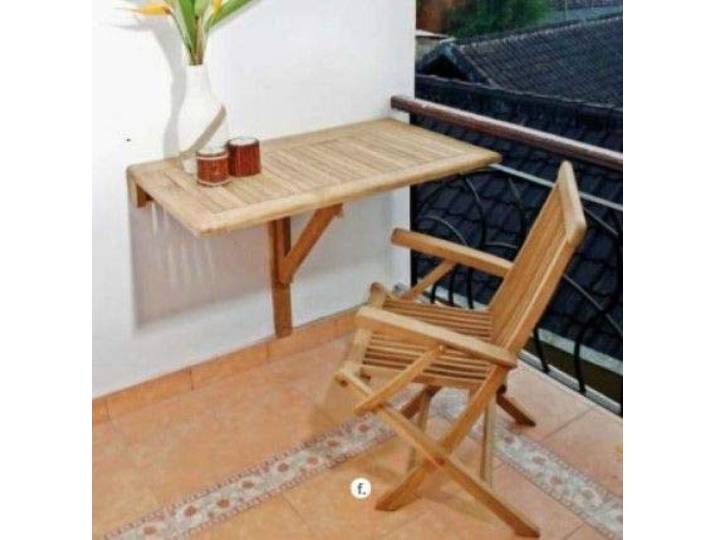 Wandklapptisch Sondrio eckig Teak Massivholz Abmessungen 50 x 50 cm