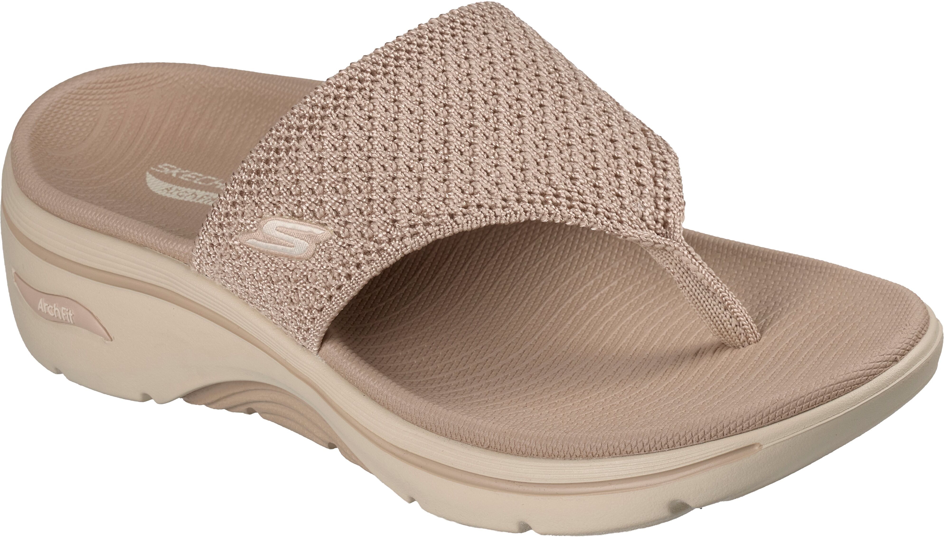 Zehentrenner SKECHERS "GO WALK ARCH FIT 2.0 SANDAL-CARRIE", Damen, Gr. 40, Textil, beige (taupe), Schuhe Zehentrenner, Sommerschuh, Strandschuh, Badeschuh mit Arch Fit taupe 40, Textil