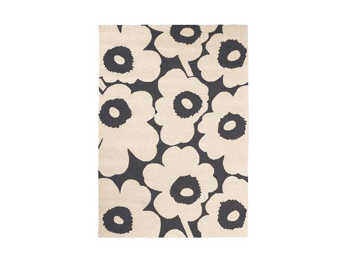 Hochwertiger In- & Outdoor Designer Teppich „Unikko Charcoal & White“, verschiedene Grössen MARIMEKKO