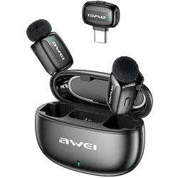 Awei Bezprzewodowy Mikrofon Krawatowy MK5 Duo Ai-Voice czarny, Mikrofon