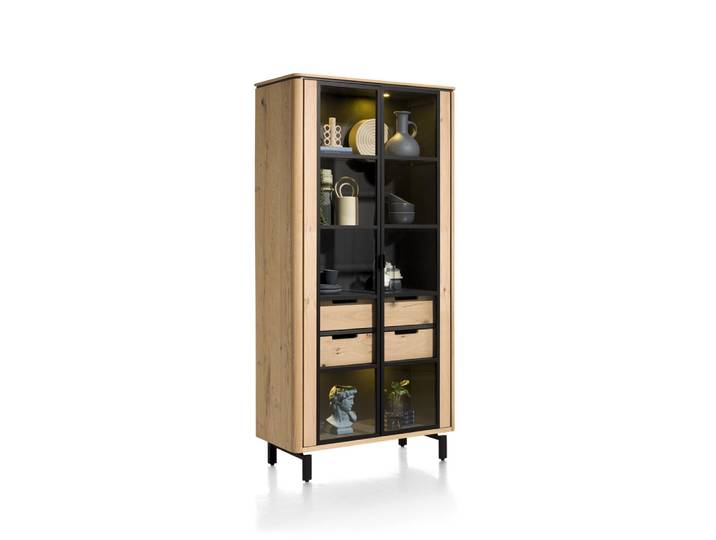 Henders & Hazel Livada Vitrine 2 Glastüren+2 Schubladen+LED