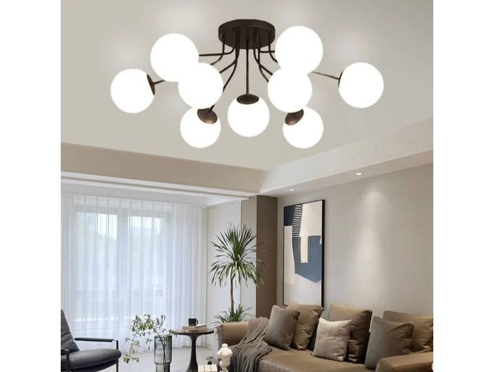 Plafonnier LED Minimaliste Magic Bean, Lampe de Plafond en Verre pour Salon, Chambre, Bureau, Restaurant, Cuisine, Lustre en Verre, Décoration Intérieure, Éclairage