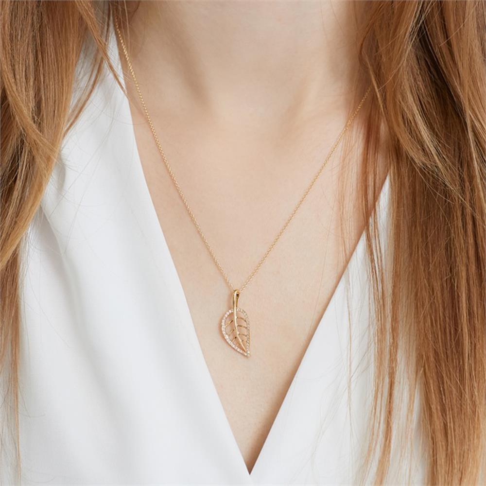 Unique Kette Blatt 14K Gold 39 Diamanten 0,11 ct. gold