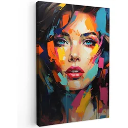 LEINWANDBILD Frau - Porträt - Farbenfroh - Kunst Wanddeko 40x60 cm