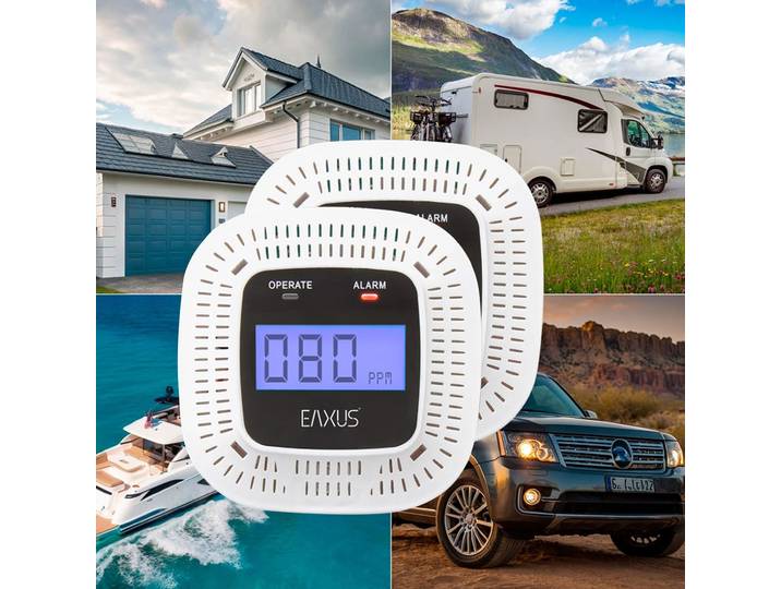 2er-Set Kohlenmonoxid-Detektor, Mini, CO-Melder mit 70 dB Alarm