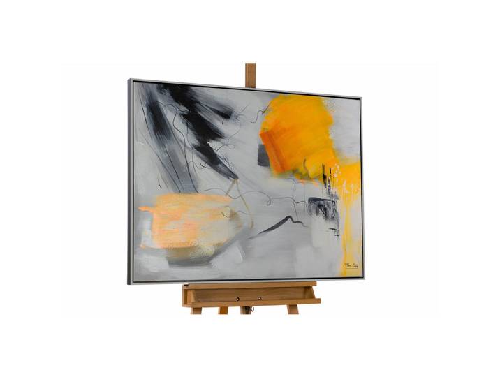 Kunstloft Acrylbild Handgemalt 103/78 cm, Grau, Orange, 102.5x77.5 cm, handgemalt, Bilder & Rahmen, Bilder