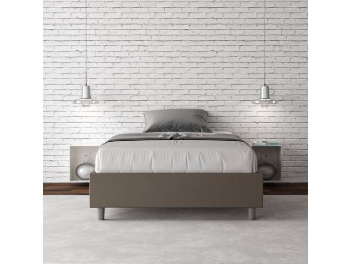 Cadre de lit coffre double Azelia 140x190 avec sommier relevable cappuccino - Azelia - Marron - Blanc