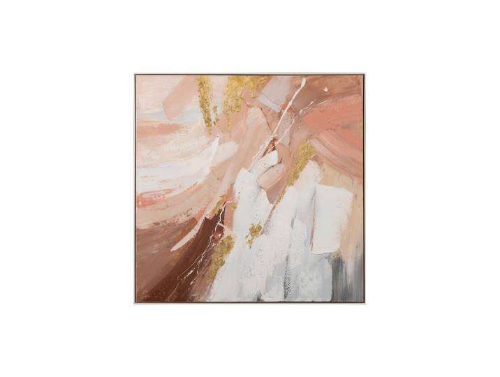 Handgemaltes, eingerahmtes Bild „Abstrakt in Lachsrot und Gold“ 102.5 x 102.5 cm Multicolor Crea Collection